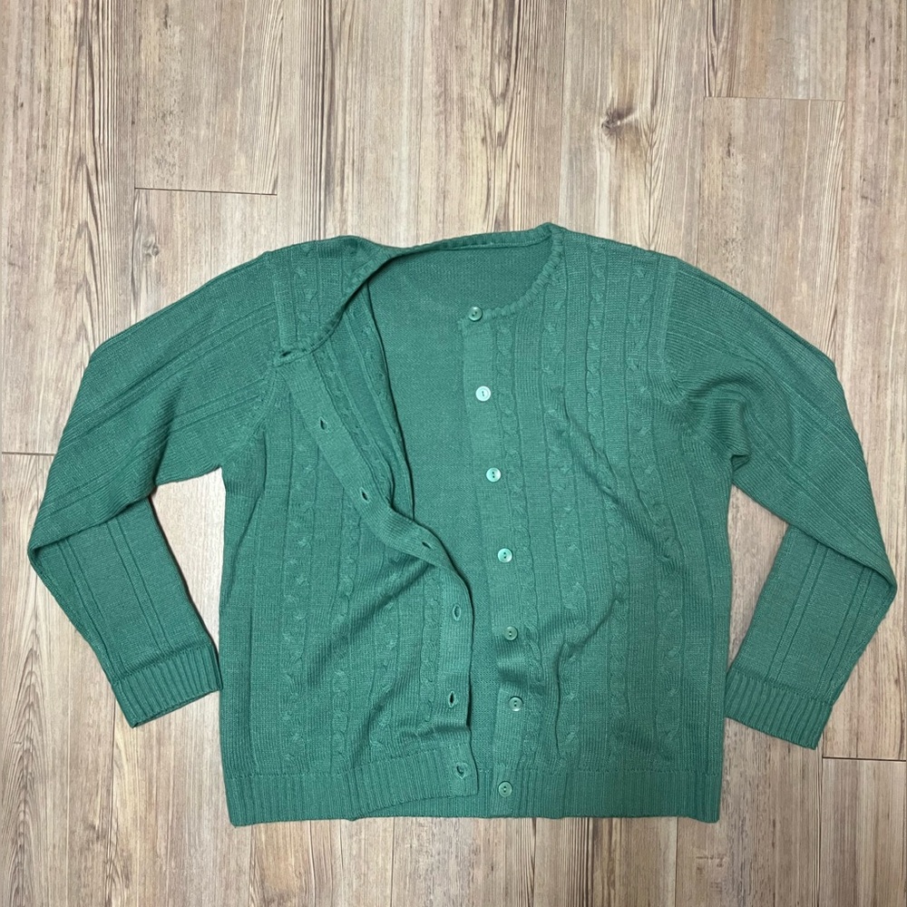 Vintage Buttoned Cardigan - Emerald Green